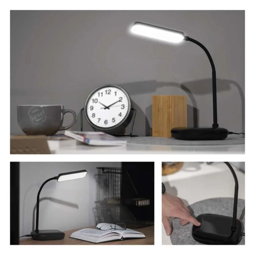 LED Aptumšojama pielāgojama galda lampa LED/12W/230V 3000K/4000K/6500K melna