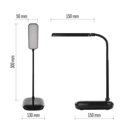 LED Aptumšojama pielāgojama galda lampa LED/12W/230V 3000K/4000K/6500K melna