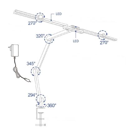 LED Aptumšojama skārienvadāma pielāgojama galda lampa POINTIQ LED/24W/230V 3000-6500K CRI 92 melna