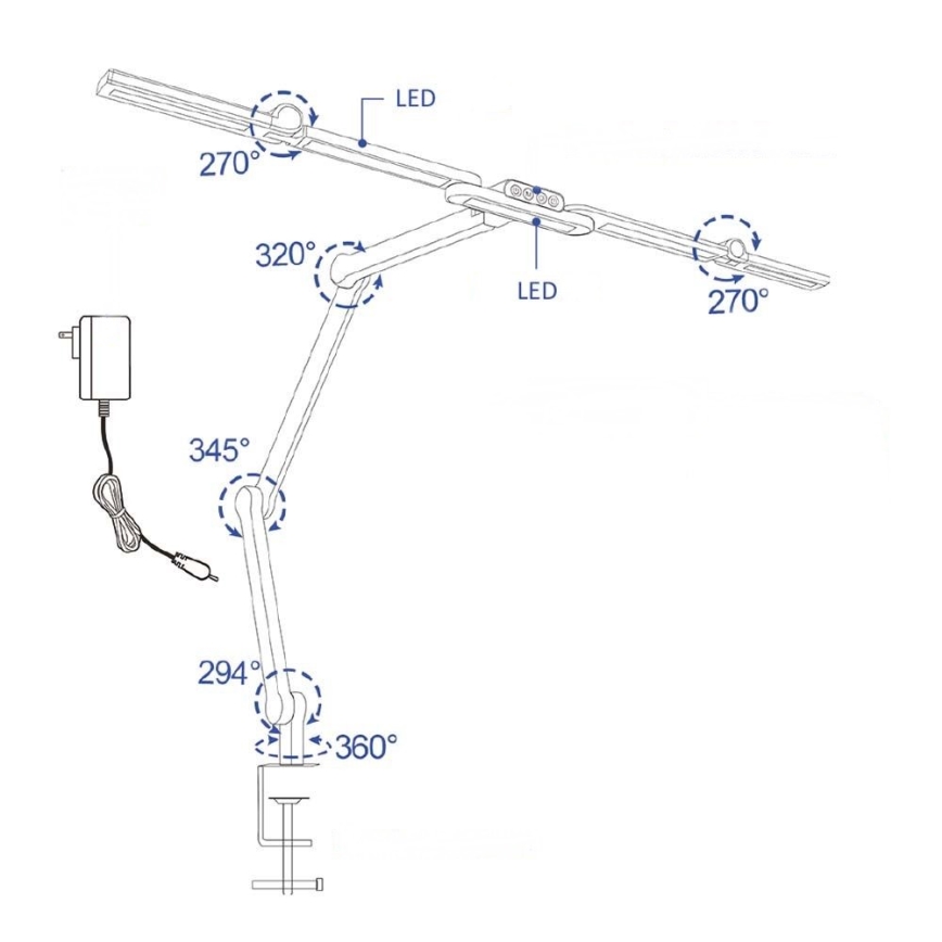 LED Aptumšojama skārienvadāma pielāgojama galda lampa POINTIQ LED/24W/230V 3000-6500K CRI 92 melna