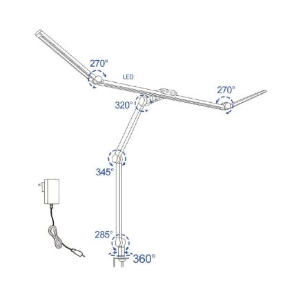 LED Aptumšojama skārienvadāma pielāgojama galda lampa POINTIQ LED/36W/230V 3000-6500K CRI 92 melna