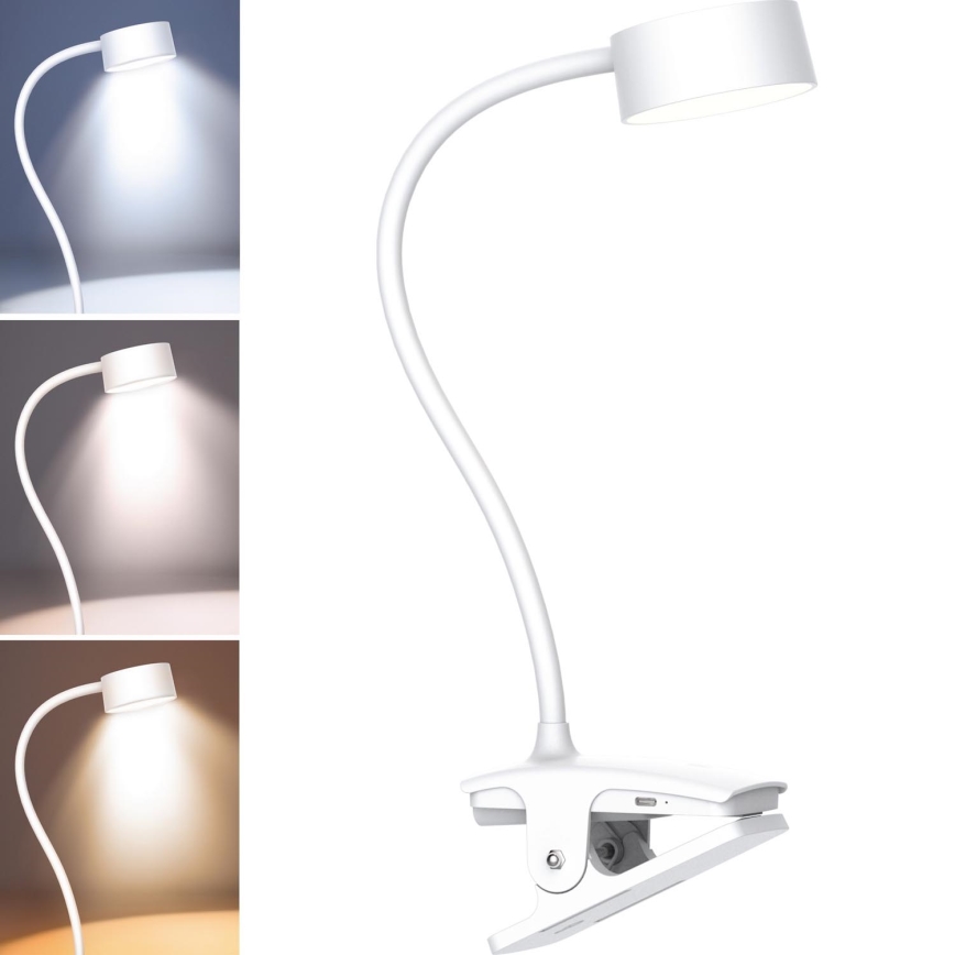 LED Aptumšojama pielāgojama uzlādējams galda lampa ar stiprinājumu LED/2W/1800 mAh 3000/4000/6500K balta
