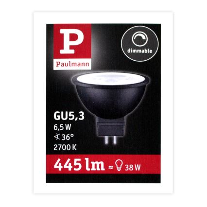 LED Aptumšojama prožektora spuldze GU5,3/6,5W/12V 2700K - Paulmann 28757