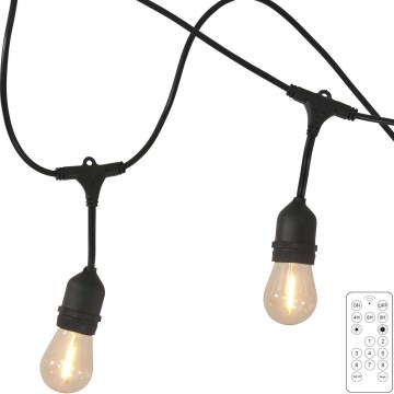 LED Aptumšojama saules enerģijas āra virtene PARTY 10xE27/3,7V 10 m IP44 + tālvadības pults