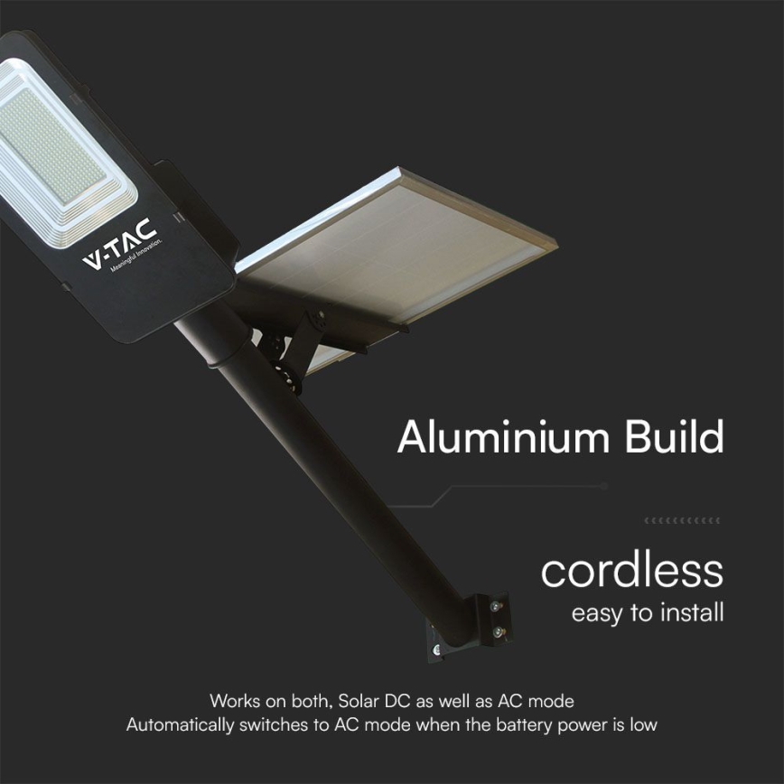 LED Aptumšojama hibrīds saules enerģijas iela lampa LED/50W/230V 4000K IP65 50000 mAh + tālvadības pults