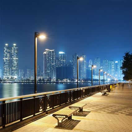 LED Aptumšojama saules enerģijas ielu lampa ar kustības un krēslas sensoru LED/12W/3,2V 6000K IP65 10000 mAh melna + tālvadības pults