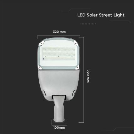 LED Aptumšojama saules enerģijas iela lampa SAMSUNG CHIP LED/50W/6,4V 6000K IP65 30000 mAh + tālvadības pults