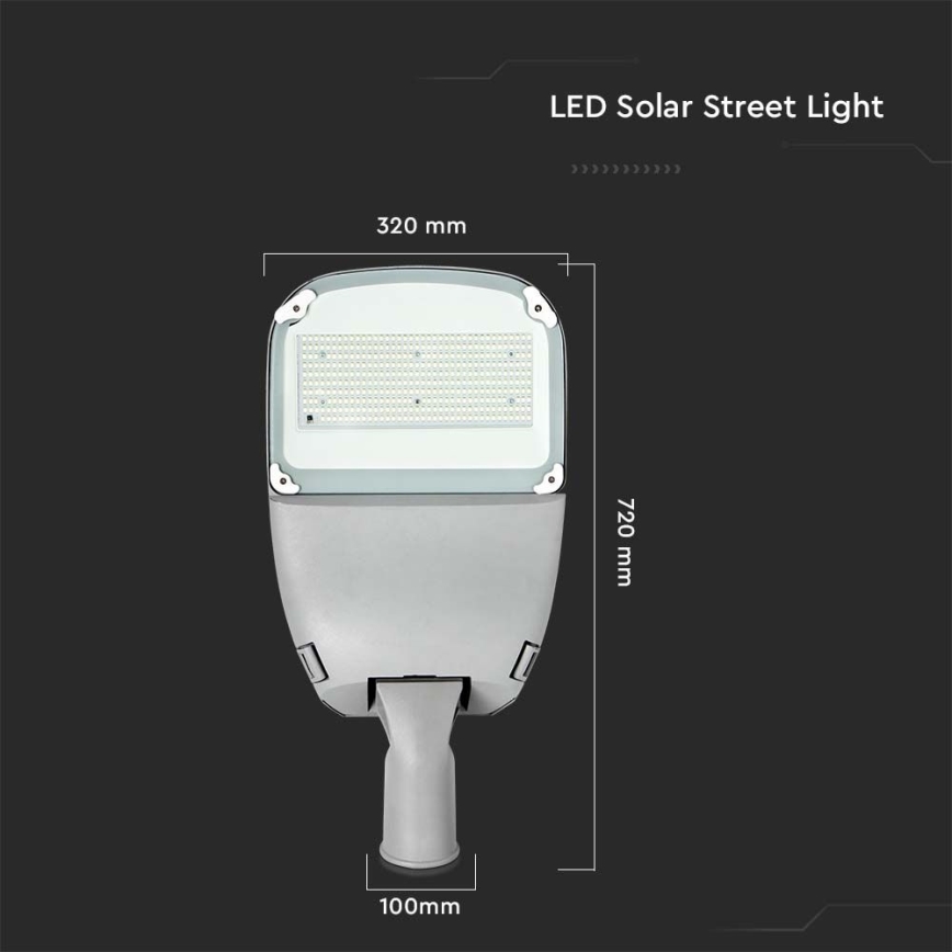 LED Aptumšojama saules enerģijas iela lampa SAMSUNG CHIP LED/50W/6,4V 6000K IP65 30000 mAh + tālvadības pults