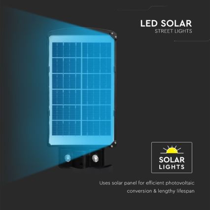 LED Aptumšojama saules enerģijas ielu lampa ar kustības un krēslas sensoru LED/6W/3,2V 6000K IP65 5000 mAh melna + tālvadības pults