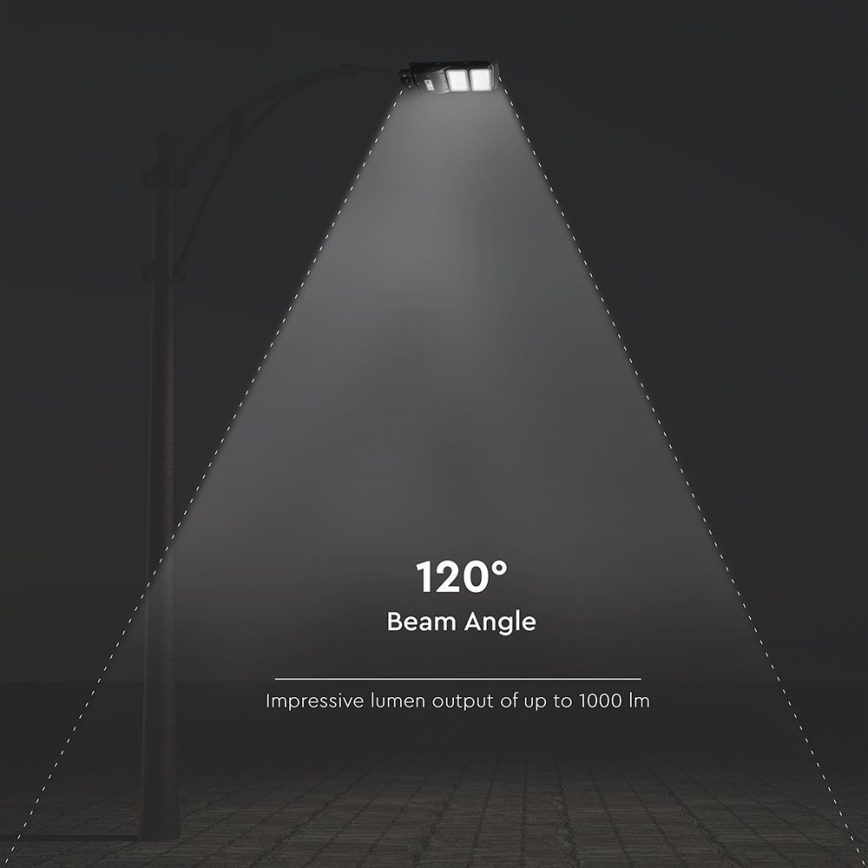LED Aptumšojama saules enerģijas ielu lampa ar kustības un krēslas sensoru LED/8W/3,2V 6000K IP65 9000 mAh melna + tālvadības pults