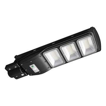 LED Aptumšojama saules enerģijas ielu lampa ar kustības un krēslas sensoru LED/12W/3,2V 6000K IP65 10000 mAh melna + tālvadības pults