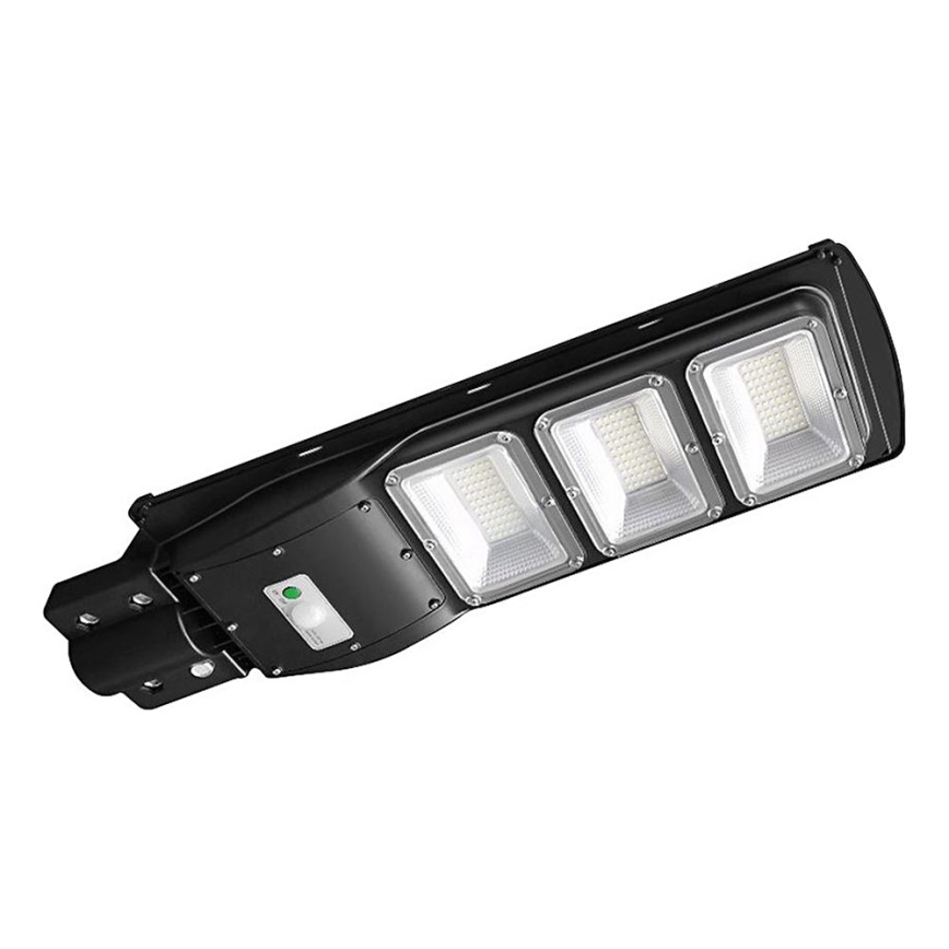 LED Aptumšojama saules enerģijas ielu lampa ar kustības un krēslas sensoru LED/12W/3,2V 6000K IP65 10000 mAh melna + tālvadības pults