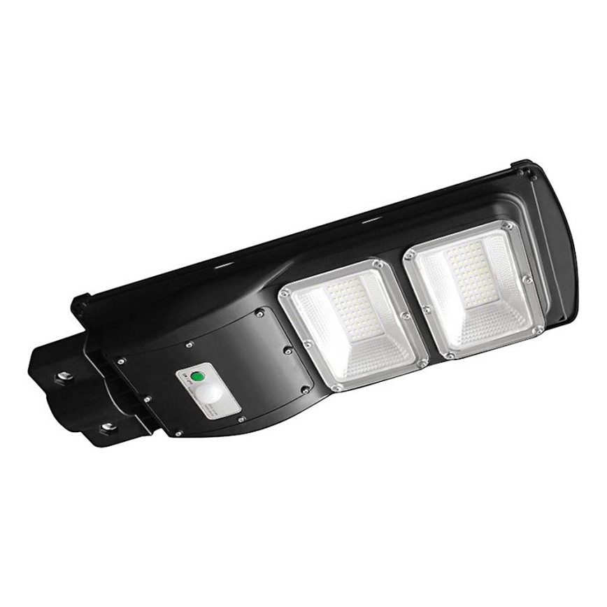 LED Aptumšojama saules enerģijas ielu lampa ar kustības un krēslas sensoru LED/8W/3,2V 6000K IP65 9000 mAh melna + tālvadības pults