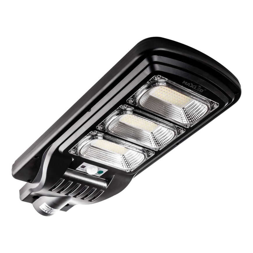 LED Aptumšojama saules enerģijas ielu lampa ar sensoru LED/180W/6V 11000 mAh 6500K IP65 melna + tālvadības pults