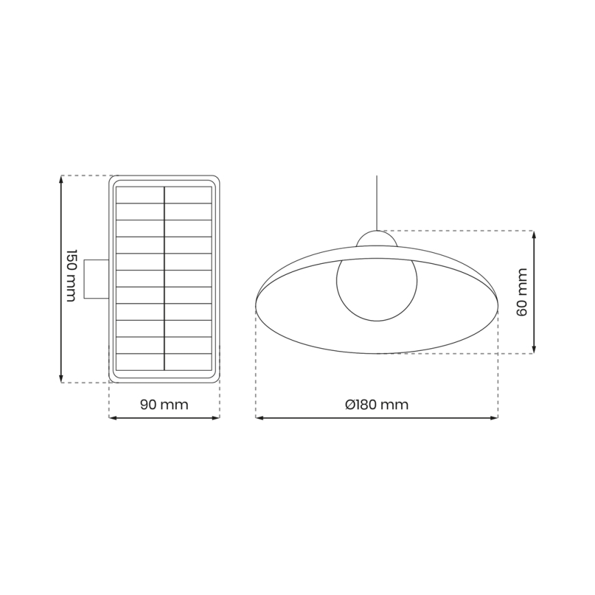 LED Aptumšojama saules enerģijas piekarama lampa ar krēslas sensoru LED/6W/3,7V 800 mAh IP44 + tālvadības pults