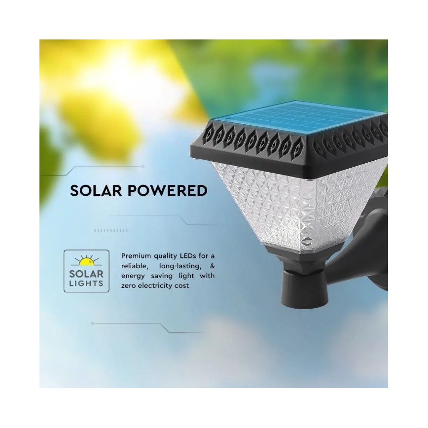 LED Aptumšojama saules enerģijas sienas lampa LED/0,8W/5,5V 3000/4000/6400K IP44 + tālvadības pults