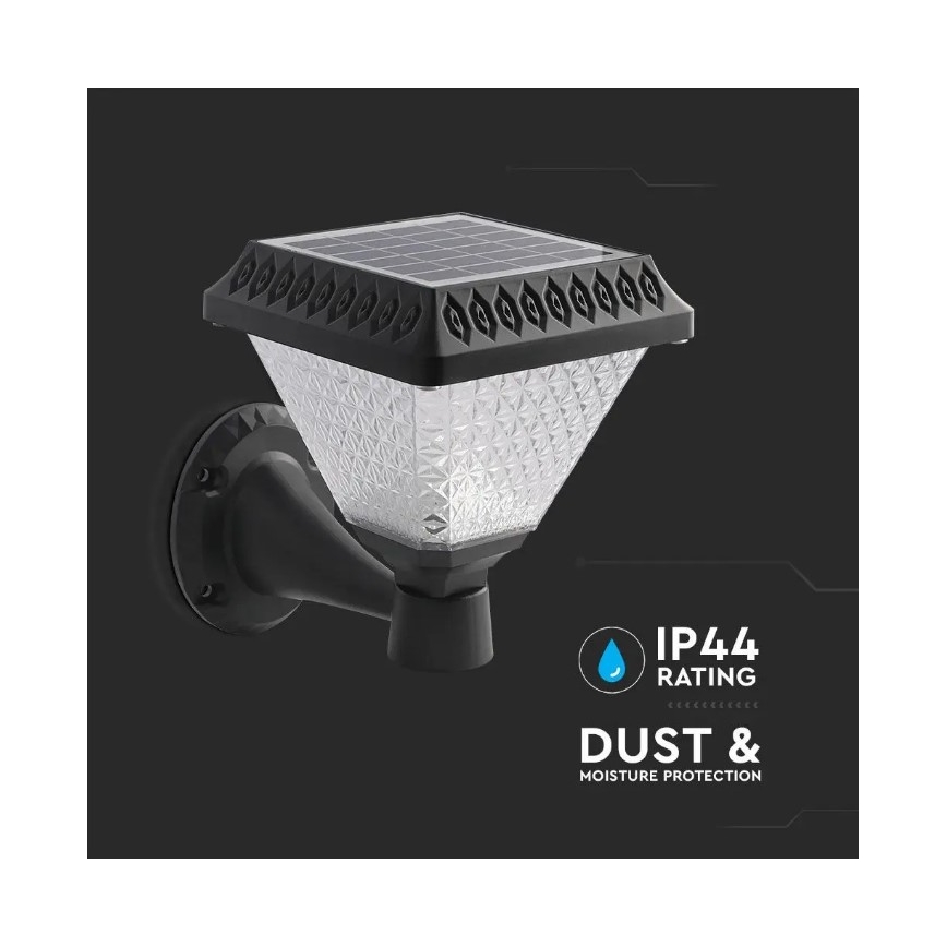 LED Aptumšojama saules enerģijas sienas lampa LED/0,8W/5,5V 3000/4000/6400K IP44 + tālvadības pults
