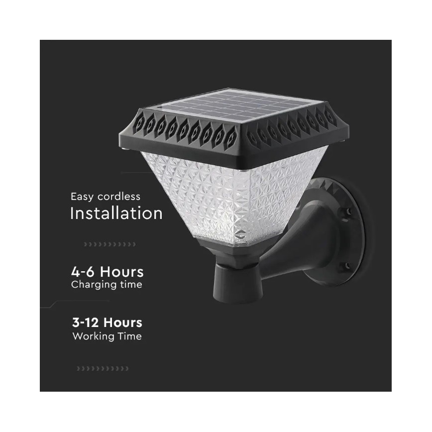 LED Aptumšojama saules enerģijas sienas lampa LED/0,8W/5,5V 3000/4000/6400K IP44 + tālvadības pults