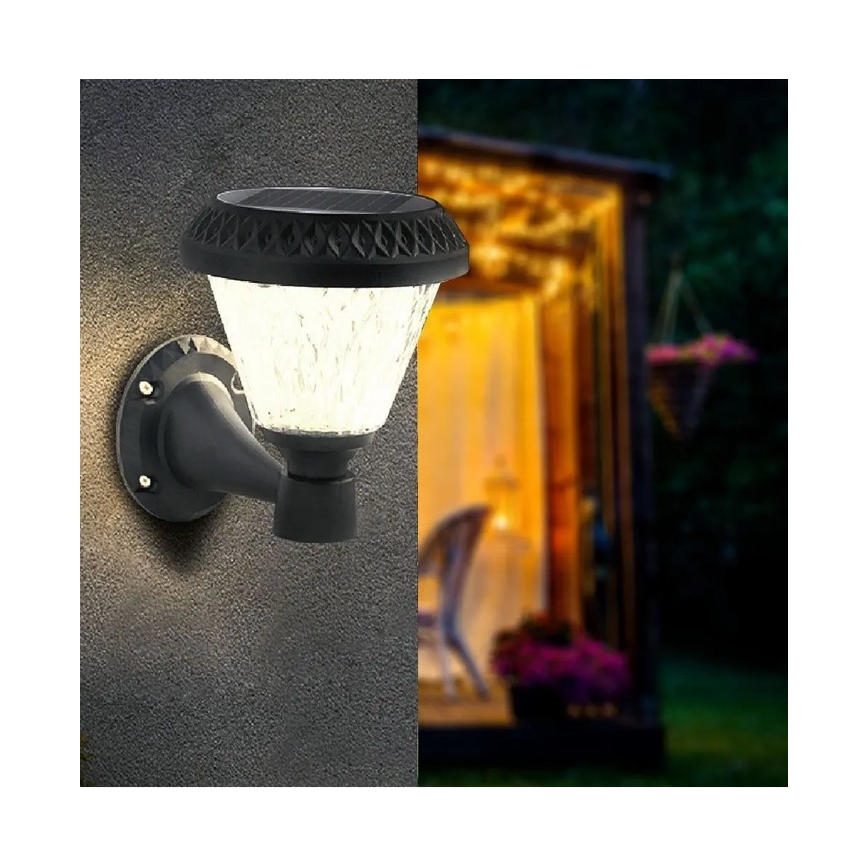 LED Aptumšojama saules enerģijas sienas lampa LED/0,8W/5,5V IP44 + tāvadības pults
