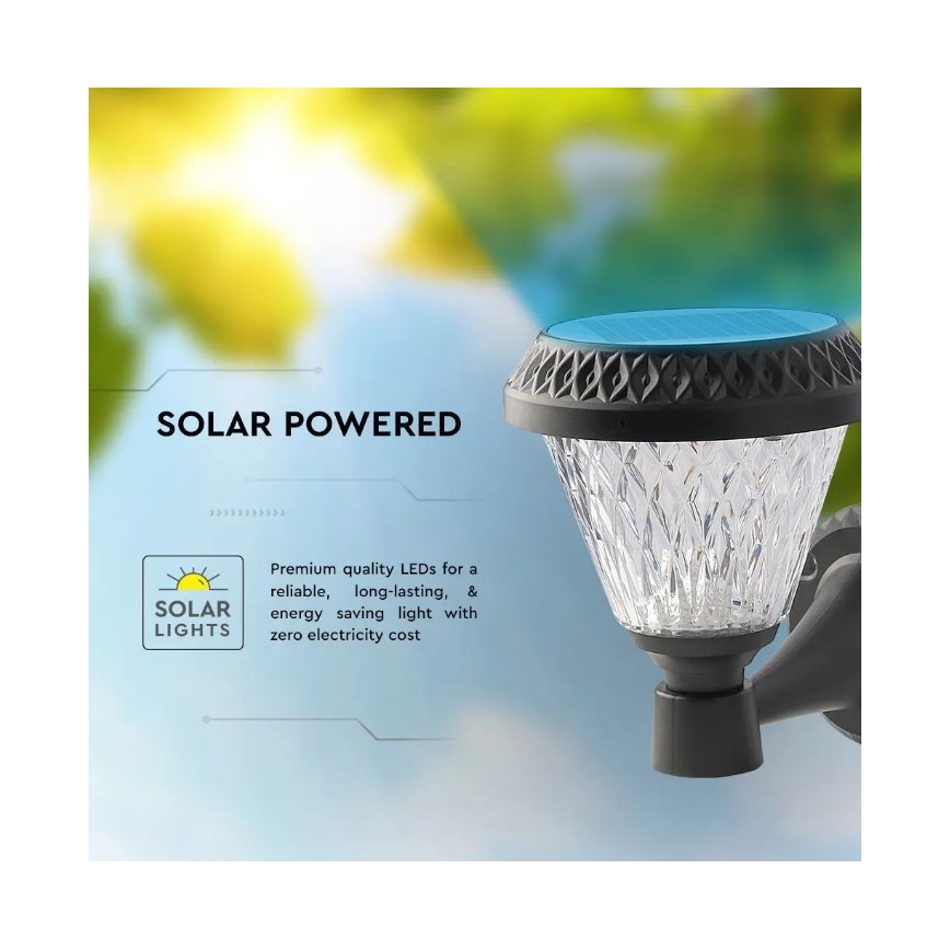 LED Aptumšojama saules enerģijas sienas lampa LED/0,8W/5,5V IP44 + tāvadības pults