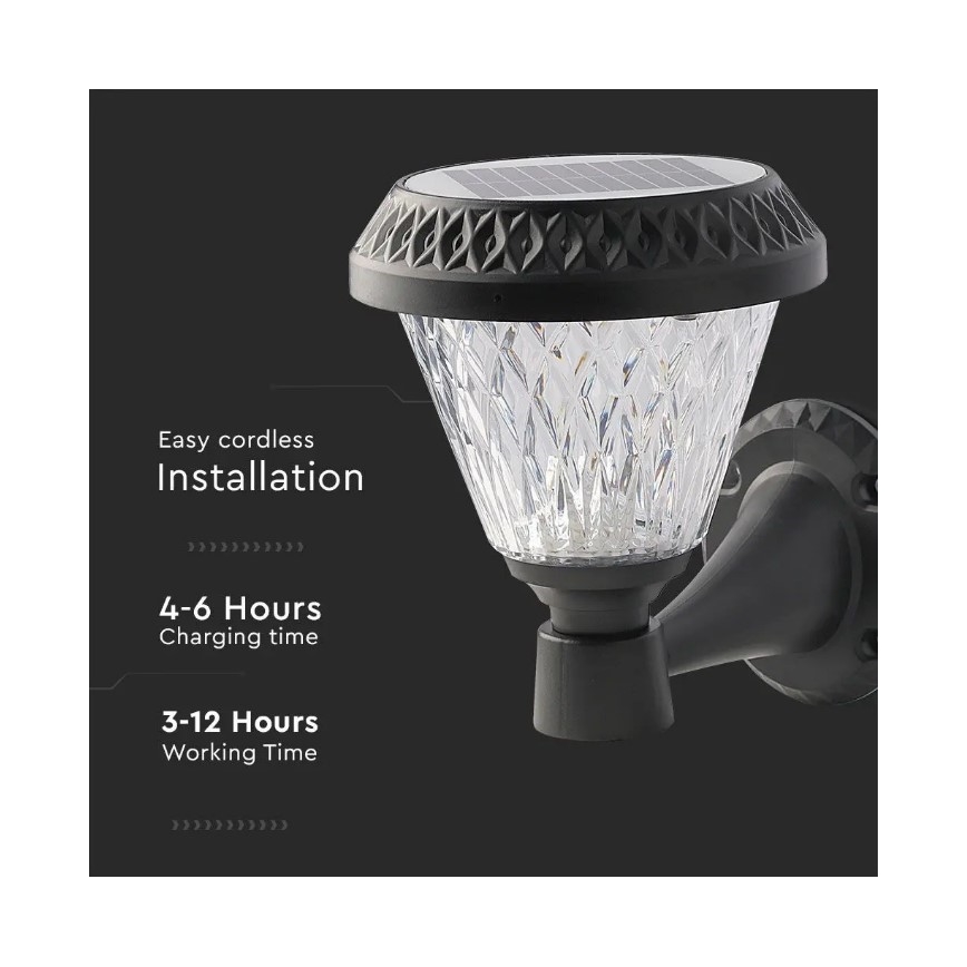 LED Aptumšojama saules enerģijas sienas lampa LED/0,8W/5,5V IP44 + tāvadības pults