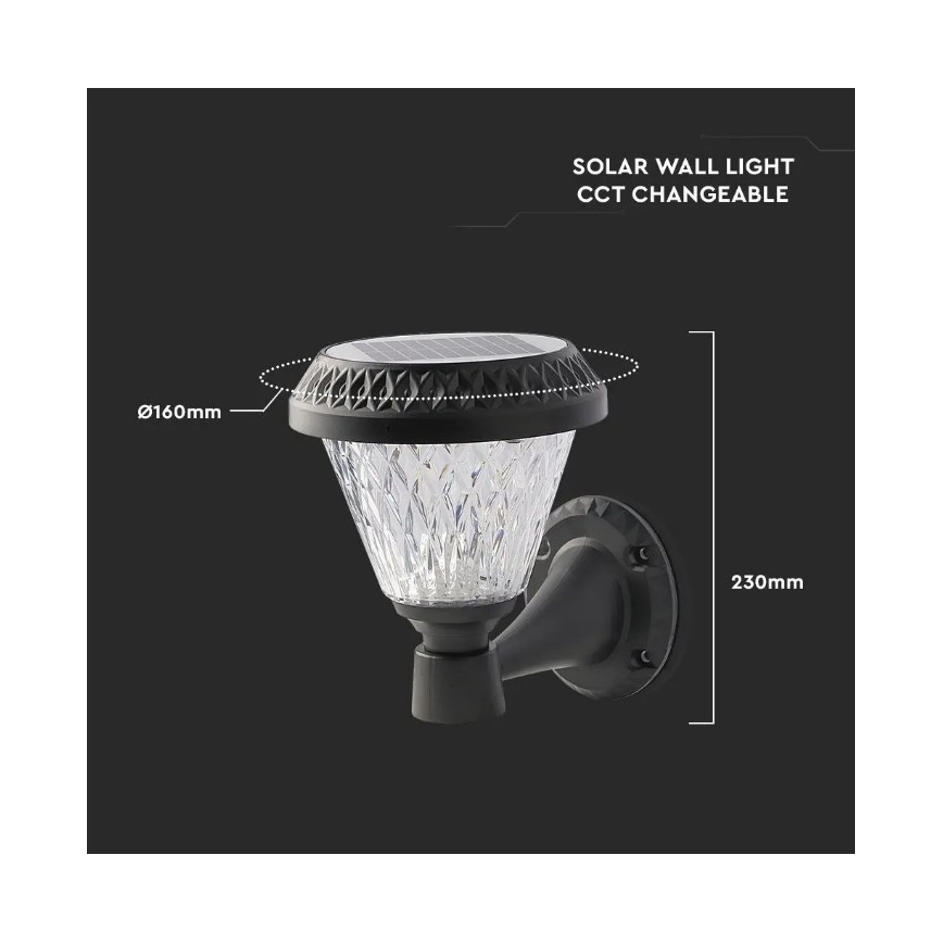 LED Aptumšojama saules enerģijas sienas lampa LED/0,8W/5,5V IP44 + tāvadības pults
