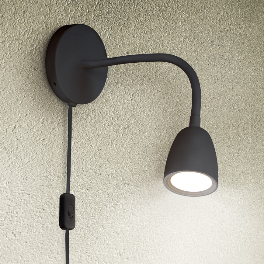 LED Aptumšojama sienas lampiņa LED/4W/230V melna