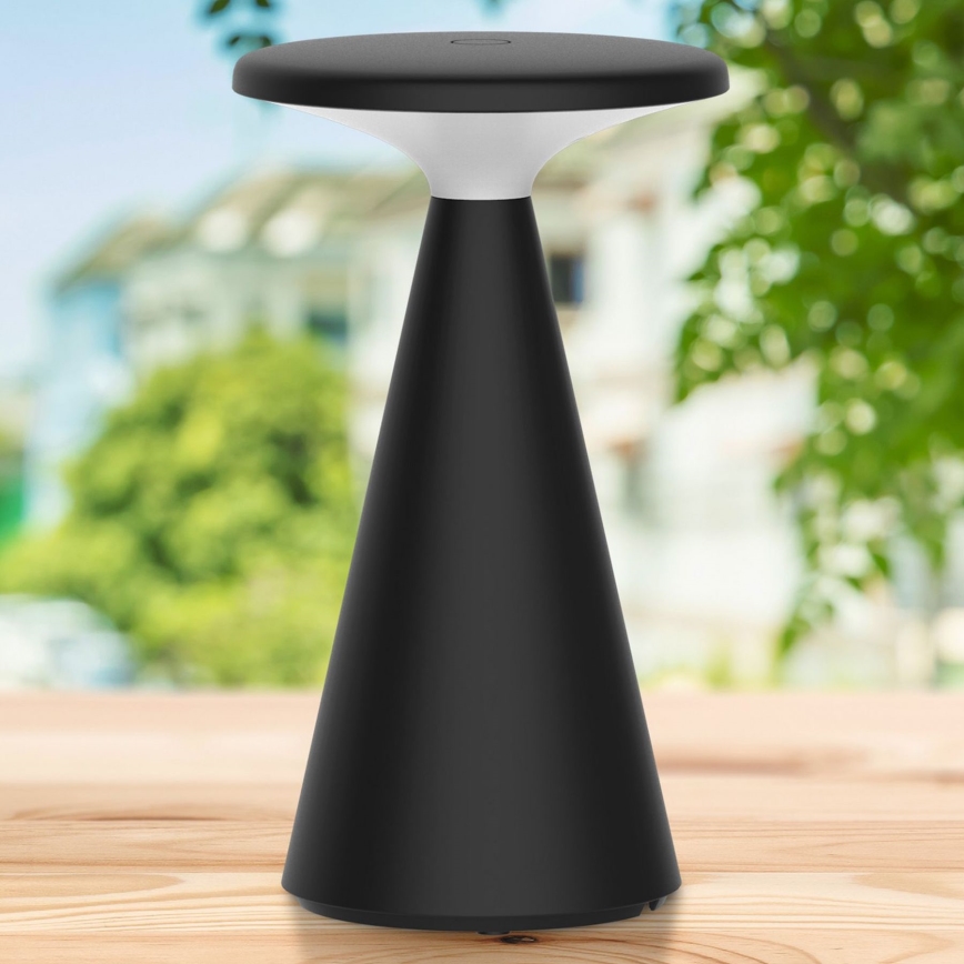 LED Aptumšojama skārienvadāma āra galda lampa PAROS LED/1,8W/5V USB 1800 mAh IP44 melna