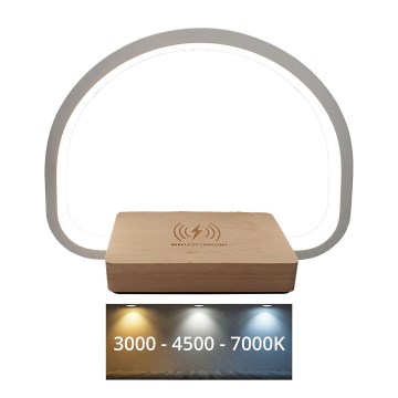 LED Aptumšojama skārienvadāma galda lampa ar ar bezvadu uzlādi LED/10W/5V 3000/4500/7000K