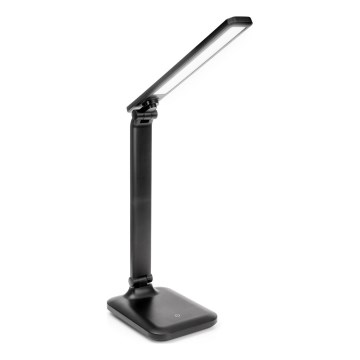 LED Aptumšojama skārienvadāma galda lampa ar ar bezvadu uzlādi un USB ports REMUS LED/5W/230V melna