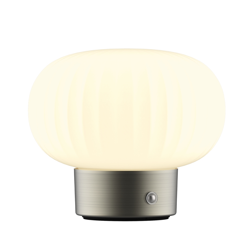 LED Aptumšojama skārienvadāma galda lampa LATTE LED/1,8W/5V USB 2000 mAh matēts hroms/balta