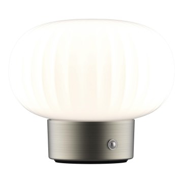 LED Aptumšojama skārienvadāma galda lampa LATTE LED/1,8W/5V USB 2000 mAh matēts hroms/balta