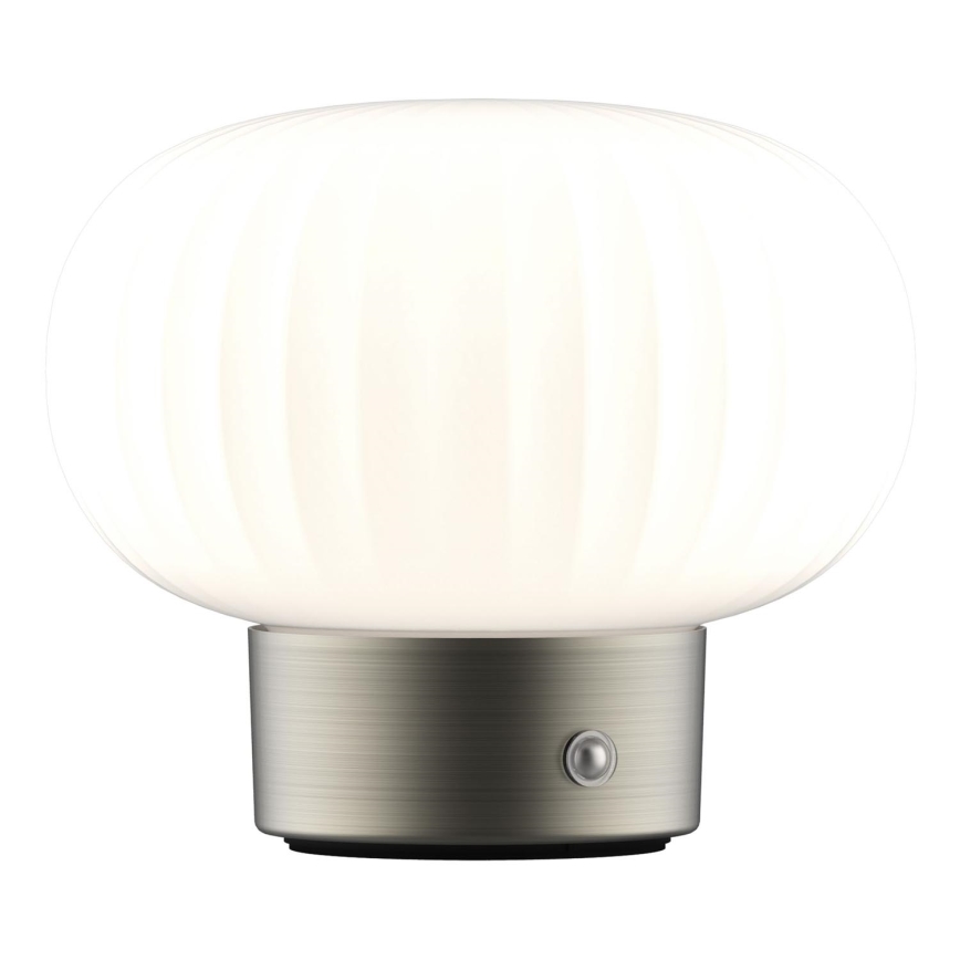 LED Aptumšojama skārienvadāma galda lampa LATTE LED/1,8W/5V USB 2000 mAh matēts hroms/balta