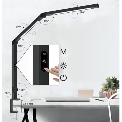 LED Aptumšojama skārienvadāma pielāgojama galda lampa POINTIQ LED/12W/230V 3000/4000/5000/6500K CRI 92 melna