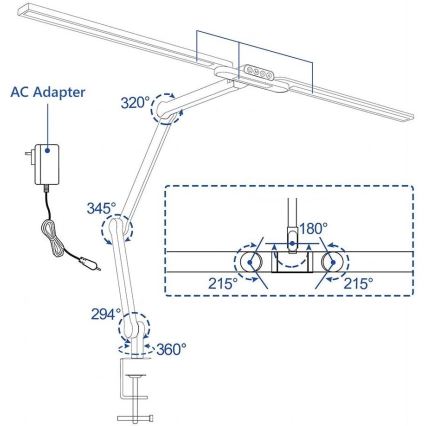 LED Aptumšojama skārienvadāma elastīga galda lampa LED/24W/230V 3000-6500K CRI 92 melna