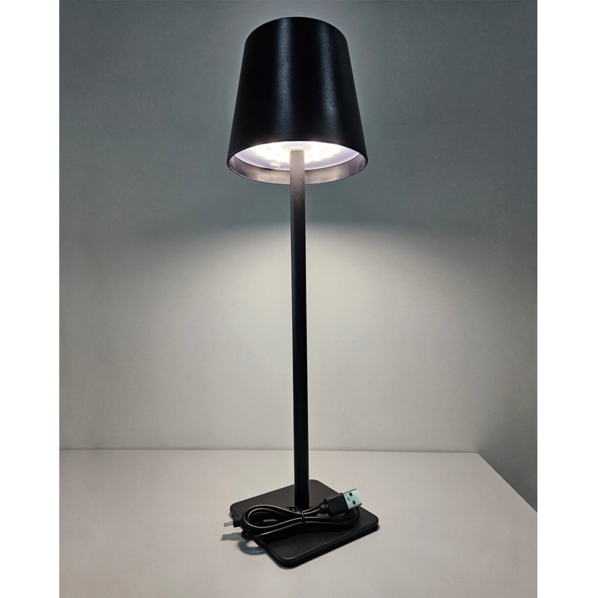 LED Aptumšojama skārienvadāma galda lampa LED/5W/5V USB 1200 mAh melna