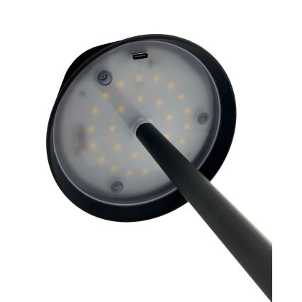 LED Aptumšojama skārienvadāma galda lampa LED/5W/5V USB 1200 mAh melna