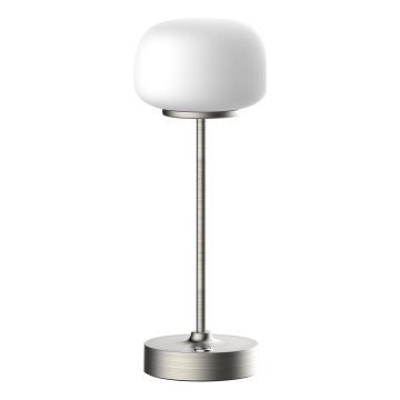 LED Aptumšojama skārienvadāma galda lampa RIMINI LED/2W/5V USB 2000 mAh matēts hroms/balta