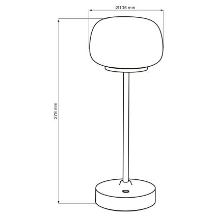 LED Aptumšojama skārienvadāma galda lampa RIMINI LED/2W/5V USB 2000 mAh melna/balta