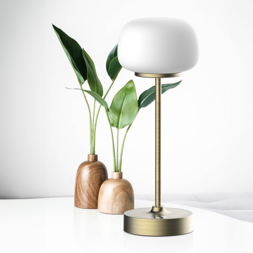 LED Aptumšojama skārienvadāma galda lampa RIMINI LED/2W/5V USB 2000 mAh zelta/balta