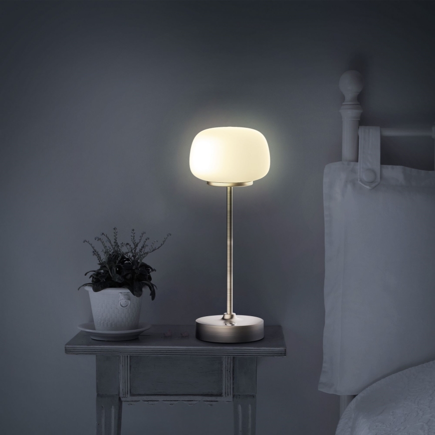LED Aptumšojama skārienvadāma galda lampa RIMINI LED/2W/5V USB 2000 mAh zelta/balta