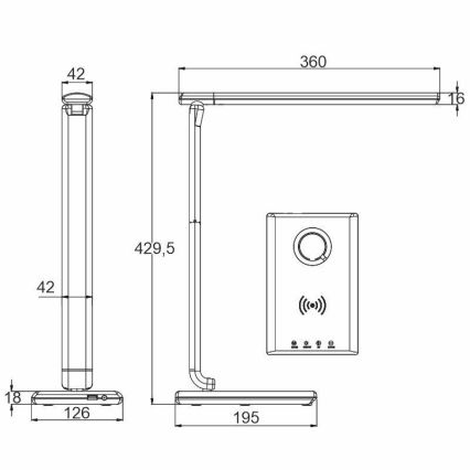 LED Aptumšojama skārienvadāma galda lampa ar bezvadu lādētāju MEGGIE LED/8W/230V + USB