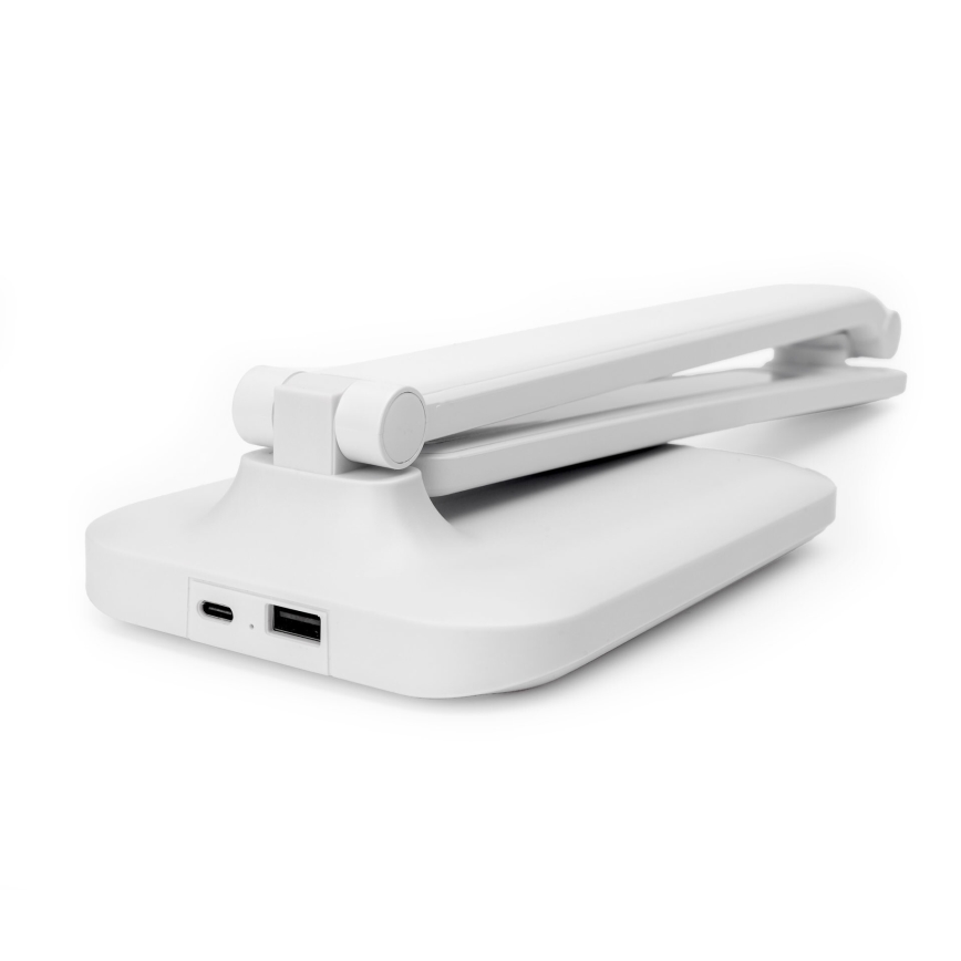 LED Aptumšojama skārienvadāma galda lampa ar ar bezvadu uzlādi un USB ports REMUS LED/5W/230V balta
