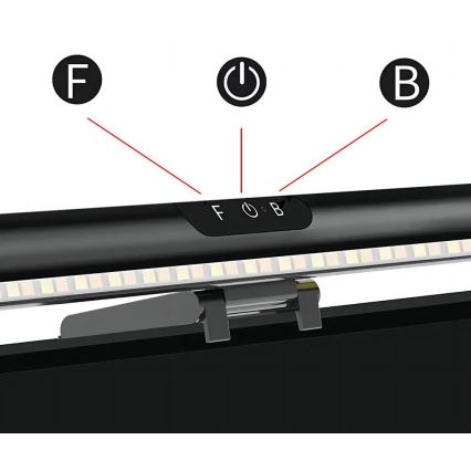 LED Aptumšojama skārienvadāma monitora apgaismojums LED/5W/5V 3000/4000/5000/6000K 42 cm melna