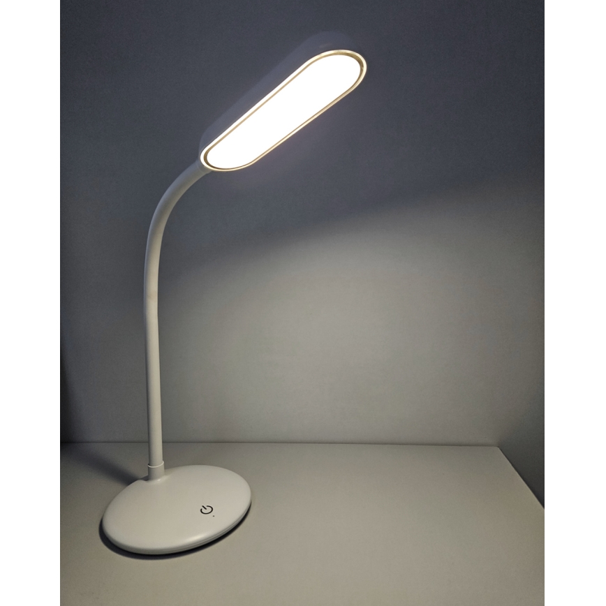 LED Aptumšojama skārienvadāma pielāgojama galda lampa LED/6W/5V USB 1200 mAh balta