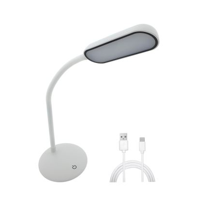 LED Aptumšojama skārienvadāma pielāgojama galda lampa LED/6W/5V USB 1200 mAh balta