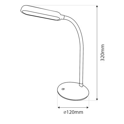 LED Aptumšojama skārienvadāma pielāgojama galda lampa LED/6W/5V USB 1200 mAh balta
