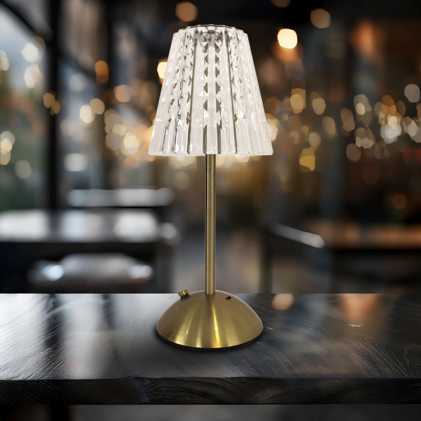 LED Aptumšojama skārienvadāma uzlādējama galda lampa ELBA LED/1,6W/800 mAh 3000/4000/6000K zelta/caurspīdīga