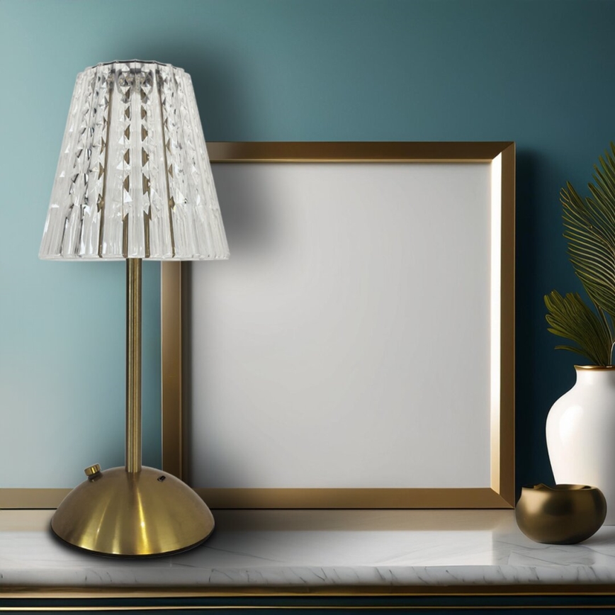 LED Aptumšojama skārienvadāma uzlādējama galda lampa ELBA LED/1,6W/800 mAh 3000/4000/6000K zelta/caurspīdīga