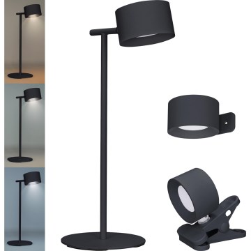 LED Aptumšojama skārienvadāma uzlādējams lampa 3in1 LED/4W/2000 mAh 3000/4000/6500K melna